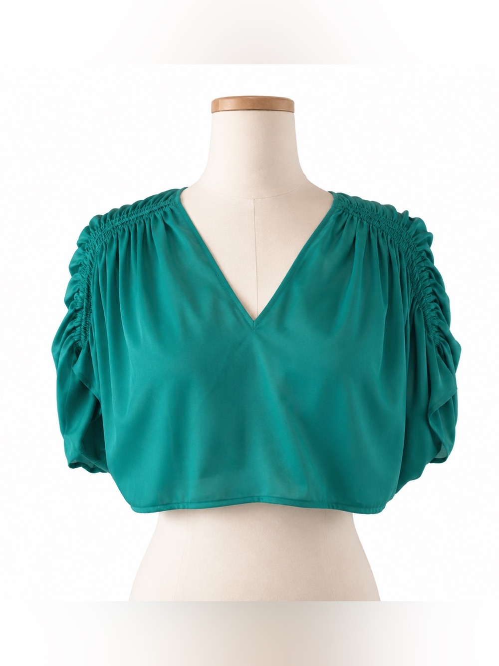 Urban Outfitters Renewal Teal Ruched Crop Top Y2K Boho Festival Shirt NWT